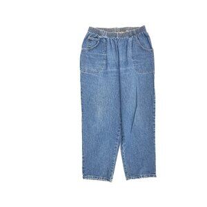 Cabin Creek Pull On Elastic Waist Crop Women's size 14P Dark Blue Denim Jeans